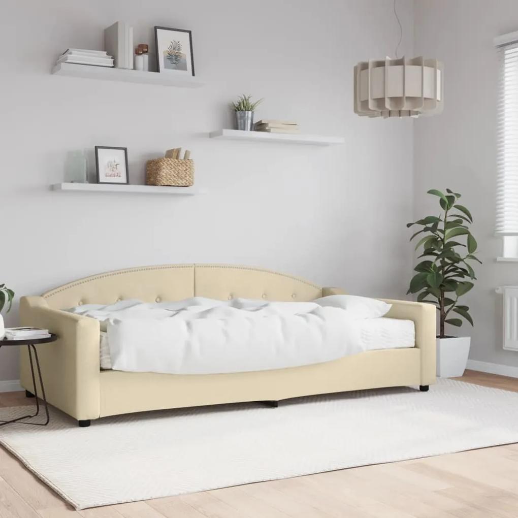 3197521 vidaXL Sofá-cama com colchão 100x200 cm tecido cor creme