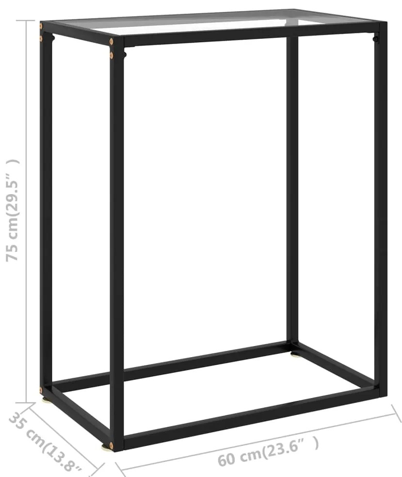 Mesa consola 60x35x75 cm vidro temperado transparente