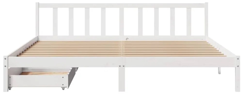 Cama sem colchão 200x200 cm madeira de pinho maciça branco