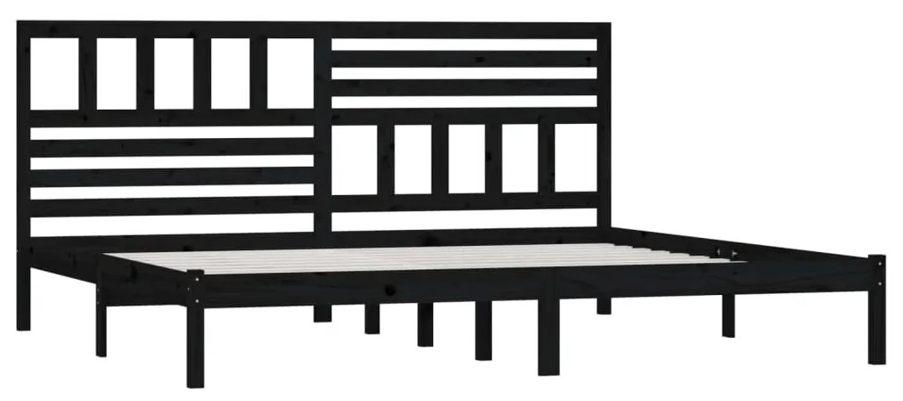 Estrutura de cama 200x200 cm pinho maciço preto