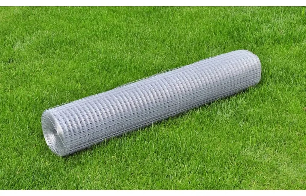 vidaXL Cerca de arame p/ galinheiro 10x1 m aço galvanizado prateado