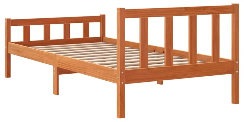 Cama sem colchão 90x190 cm madeira de pinho maciça castanho-mel