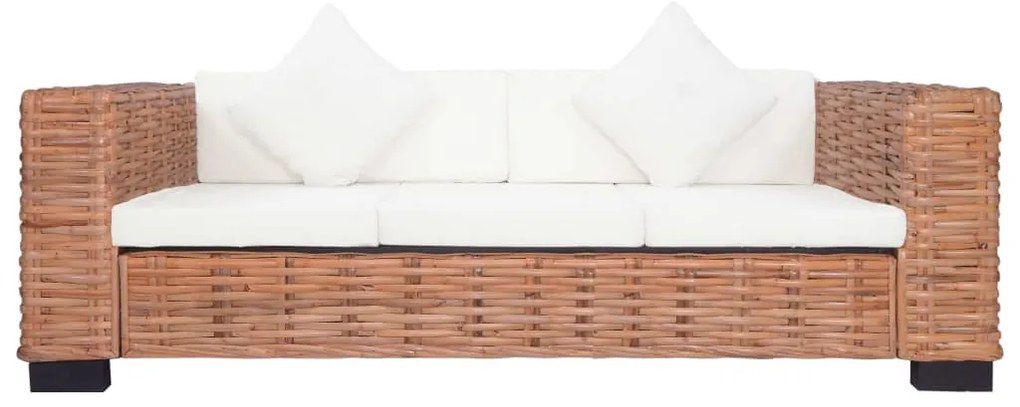 2 pcs conjunto de sofás com almofadões vime natural