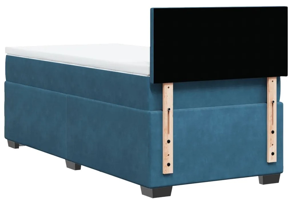 Cama boxspring com colchão 90x200 cm veludo azul