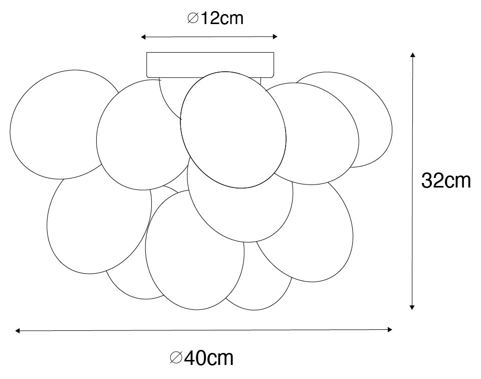 LED Plafond Inteligente Preto com Vidro Opalino 4-Luzes Incl. 4 WiFi G9 - Uvas Design