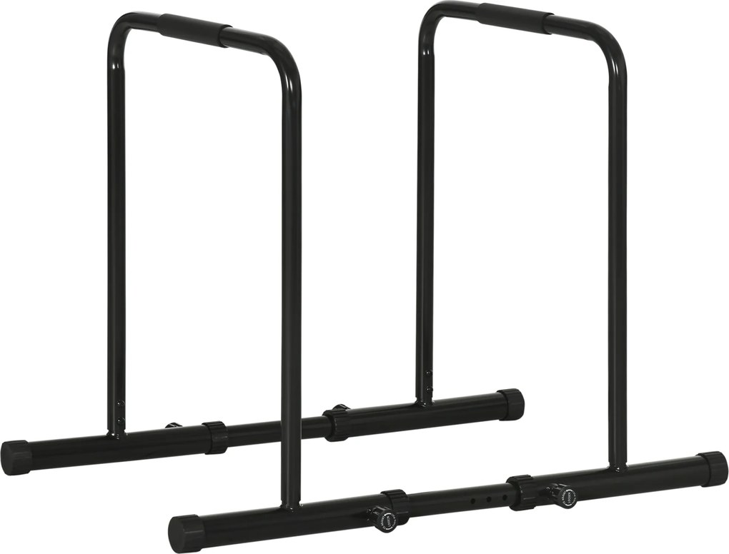 SPORTNOW Barra Paralela Dips Estação de Musculação em Aço, Altura e Espaçamento Ajustáveis, 90-102x65x80-90cm, Preto | Aosom Portugal