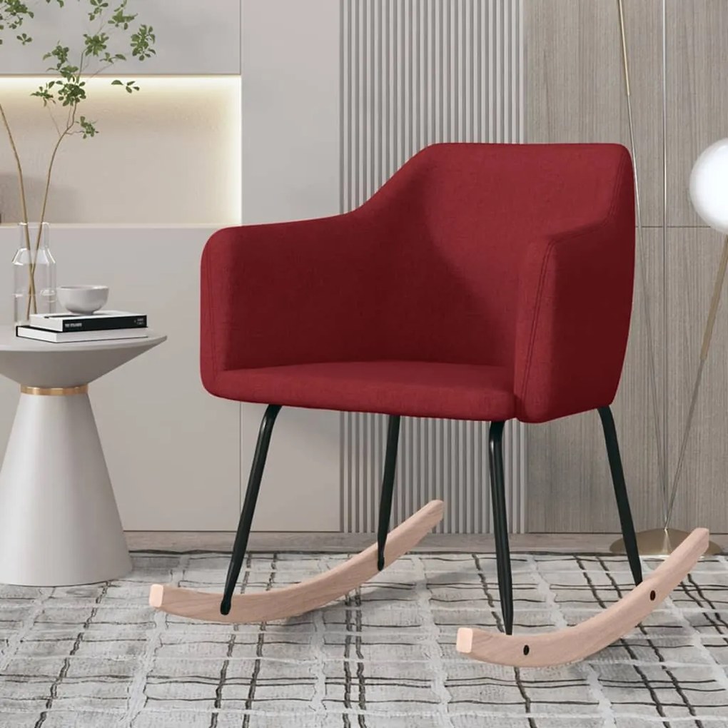 vidaXL Cadeira de baloiço tecido vermelho tinto