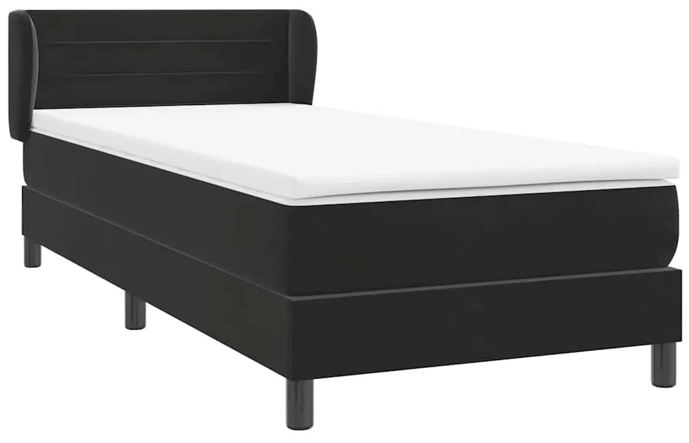 Cama com molas/colchão 80x220 cm veludo preto
