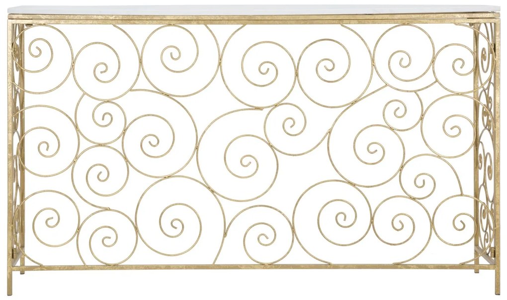 MESA CONSOLA ESPIRAL 140X36X82 CM DOURADA E BRANCA