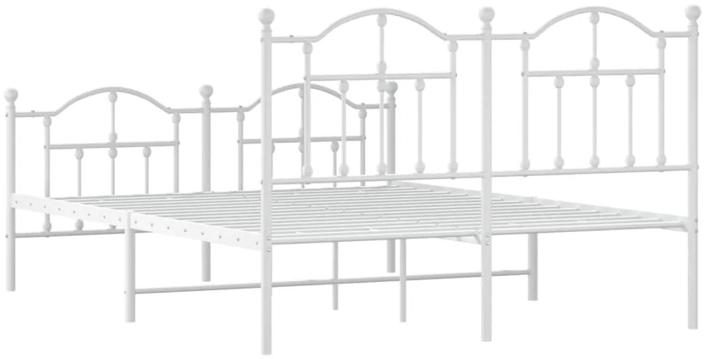Estrutura de cama com cabeceira e pés 140x190 cm metal branco