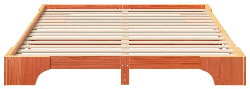 Estrutura de cama de chão Castanho 160 x 210 cm Madeira maciça