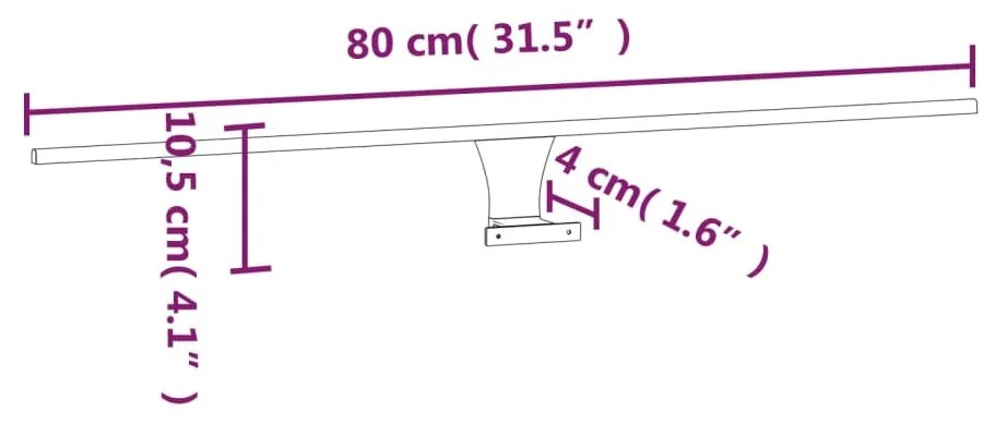 Luz LED para espelho 7,5 W 3000 K 80 cm branco quente