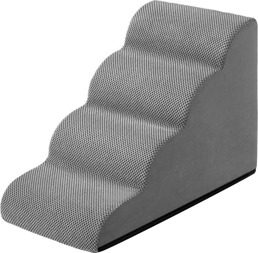 Escada para cães, 4 degraus 72 x 40 x 50 cm Escada para animais de estimação, tecido tipo waffle cinza ardósia