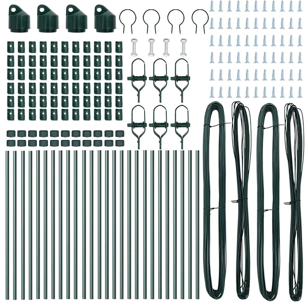 Postes de Cerca 26 pcs Verde Ø32 mm 100 cm Aço Galvanizado