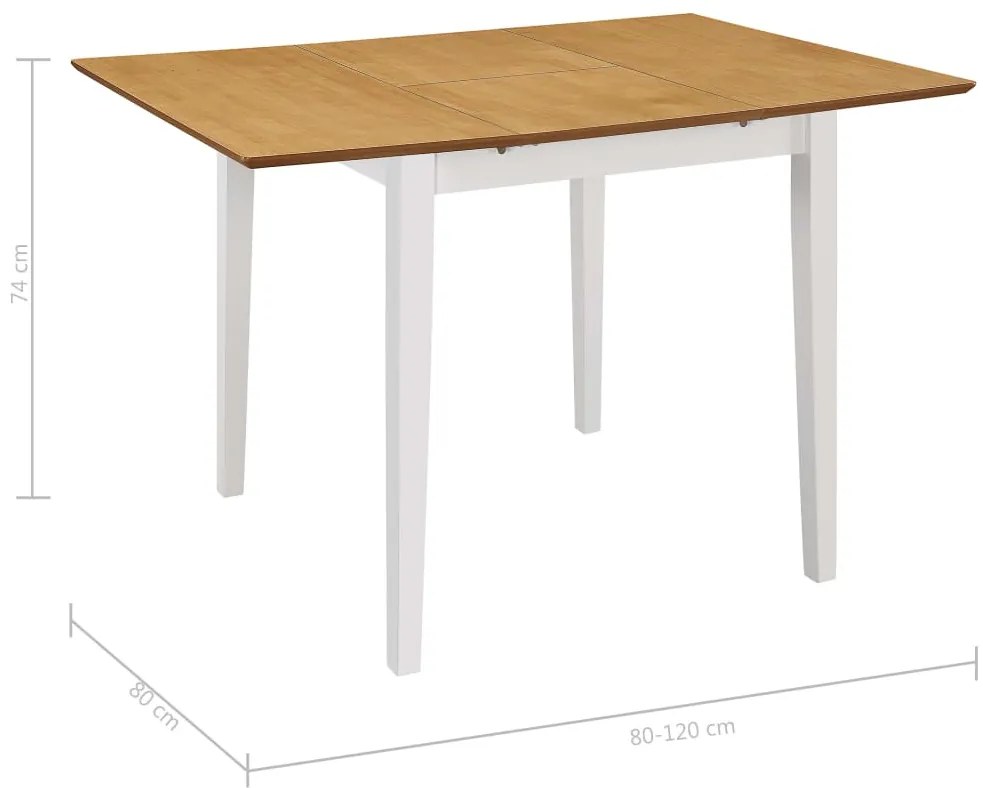 Mesa de jantar extensível (80-120)x80x74 cm MDF branco