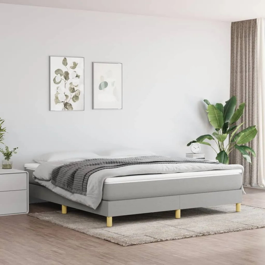 Estrutura de cama sem colchão 180x200 cm tecido cinzento-claro