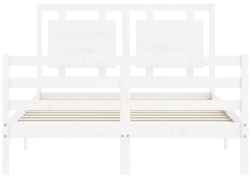Estrutura de cama com cabeceira 140x190cm madeira maciça branco
