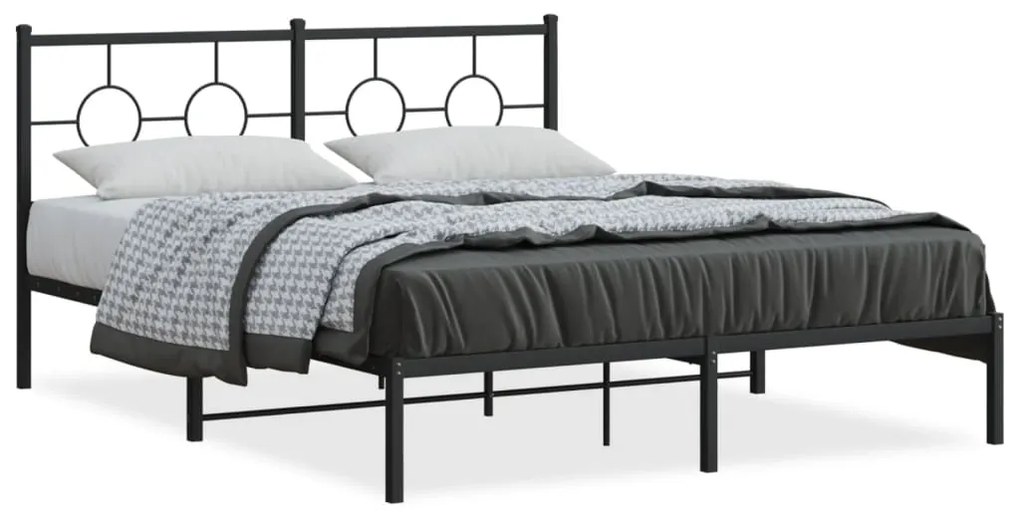 Estrutura de cama em metal com cabeceira 150x200 cm preto