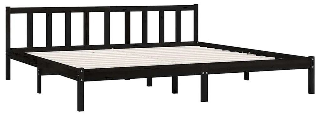 Estrutura de cama 200x200 cm madeira de pinho maciça preto