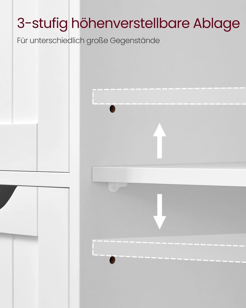 Armário de casa de banho estreito com 4 gavetas 35 x 65 x 90 cm branco