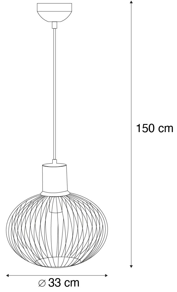 Candeeiro suspenso de arame moderno preto com bege 33cm - Gila Moderno