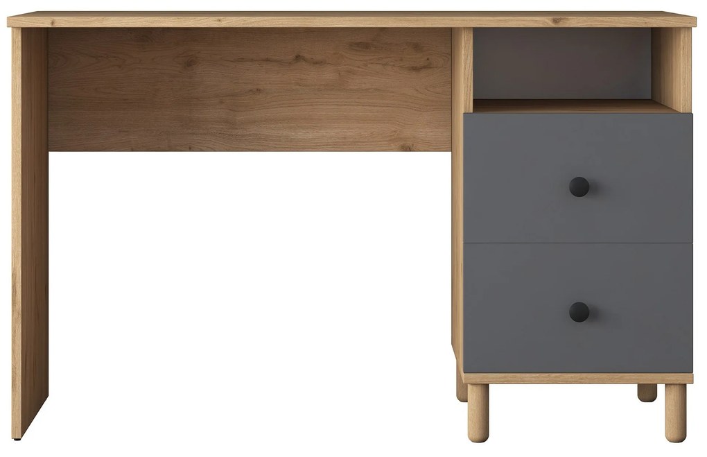 Secretária de Estudo HA109 – Nogueira e Antracite – 120x73,8x50 cm