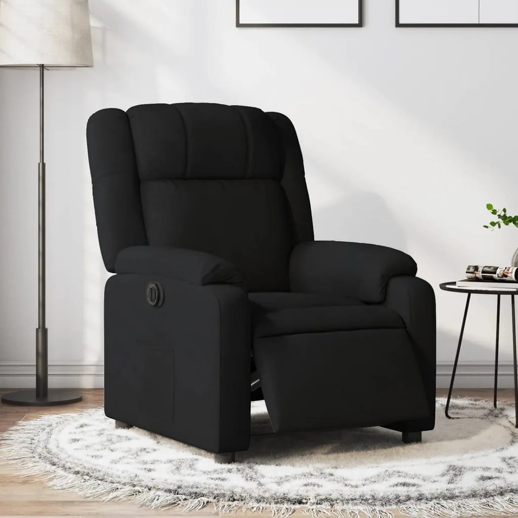 vidaXL Poltrona elétrica reclinável tecido preto