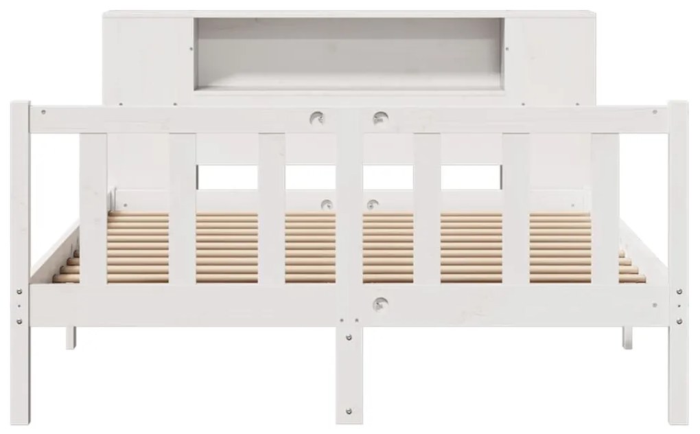 Cama com estante sem colchão 160x200 cm pinho maciço branco