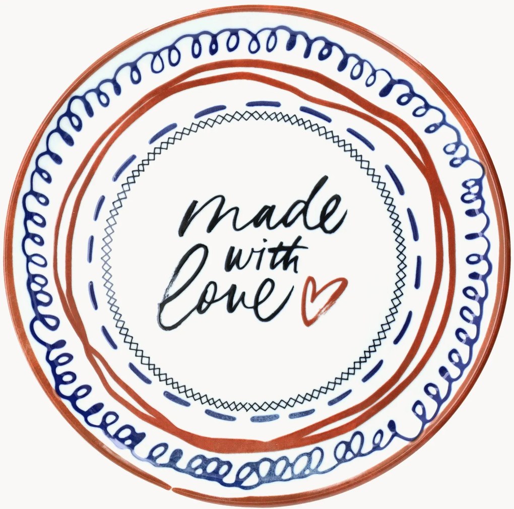 Pratos de pizza em porcelana Made With Love, conjunto de 6