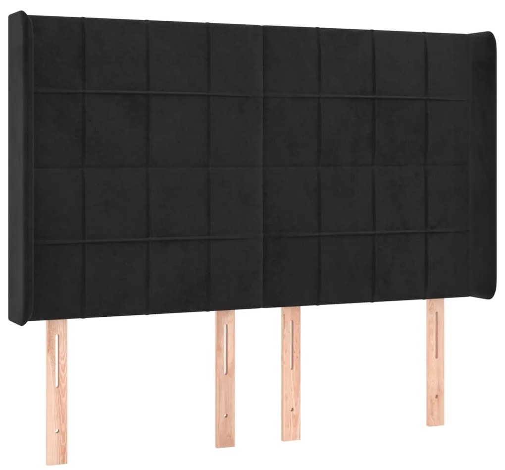 Cama box spring c/ colchão/LED 140x200 cm veludo preto