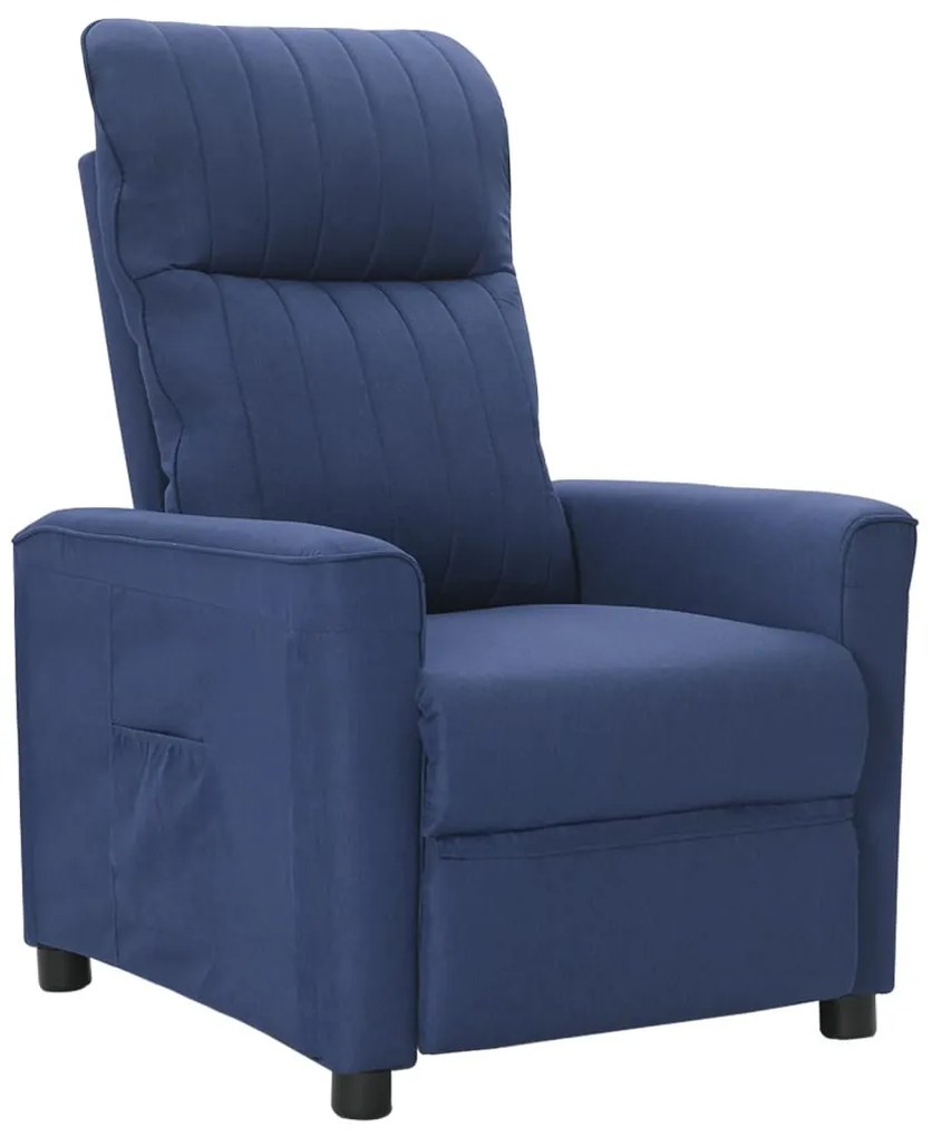 vidaXL Poltrona reclinável tecido azul