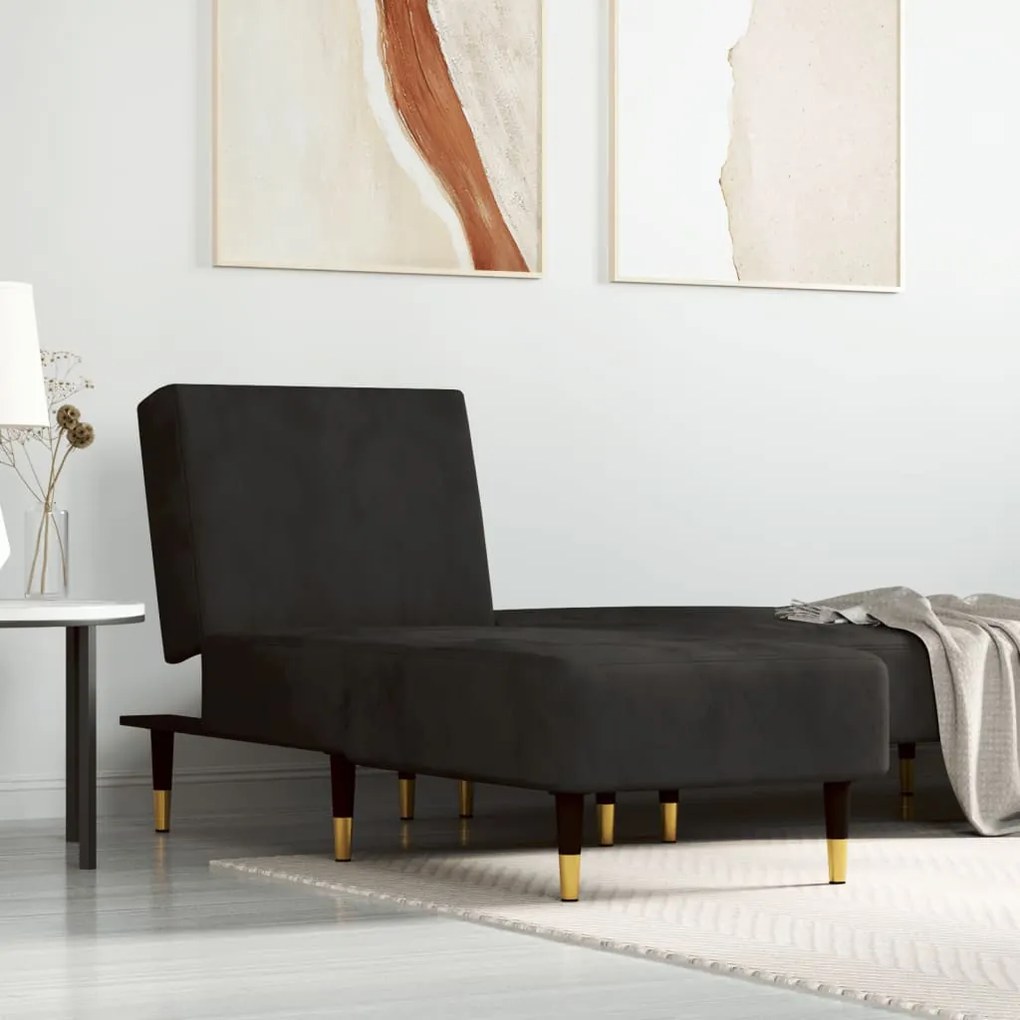 Chaise longue veludo preto