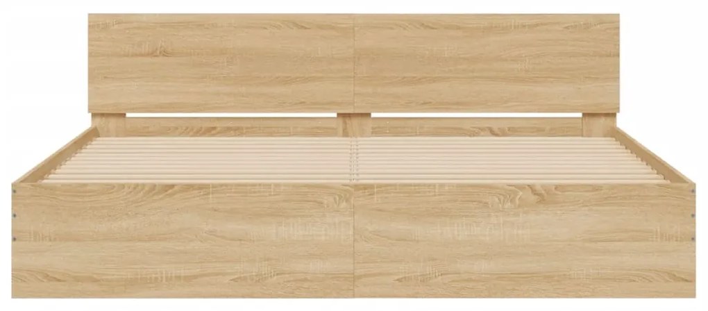 Estrutura cama c/ cabeceira/luzes LED 180x200cm carvalho sonoma