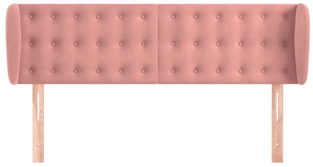Cabeceira de cama c/ abas veludo 147x23x78/88 cm rosa