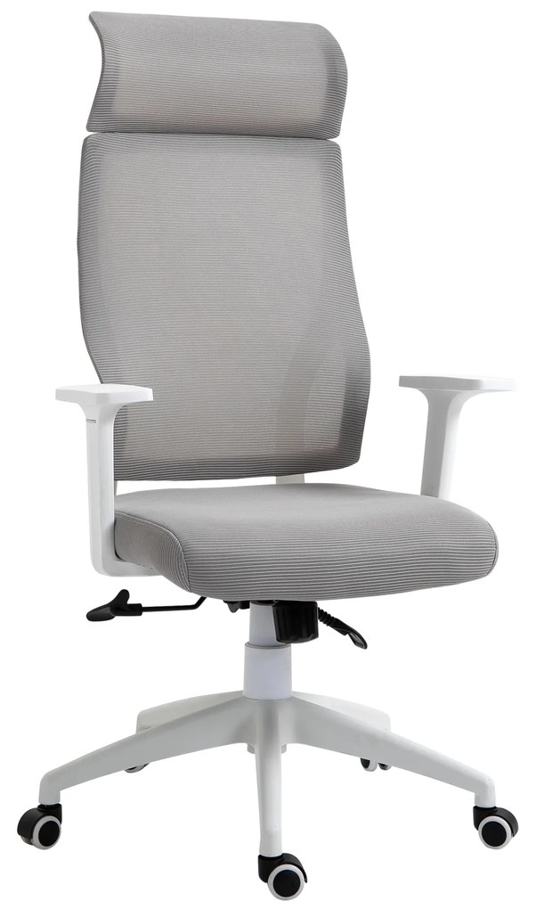 Cadeira ergonômica giratória altura ajustável e reclinável até 120º posição de bloqueio 64x61x120,9-128,9 cm Cinza