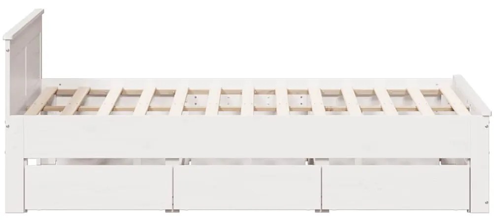 Cama sem colchão com cabeceira 140x190 cm pinho maciço branco