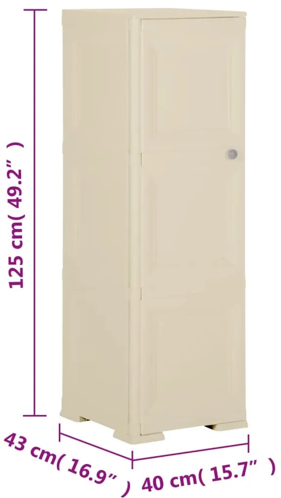 Armário de plástico 40x43x125 cm design de madeira branco nata