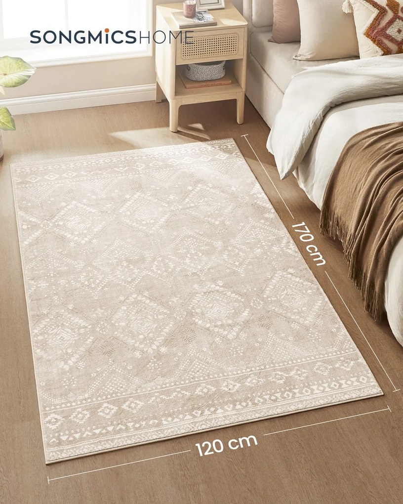 Tapete boho 120 x 170 cm elegante para uma decoração acolhedora da sala de estar bege cappuccino