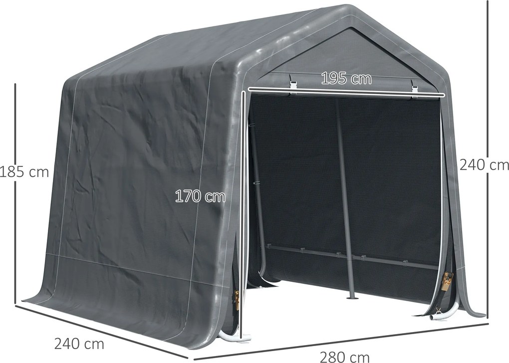 Abrigo Exterior para Jardim Impermeável Modello GrigioFlex – 280x240x2
