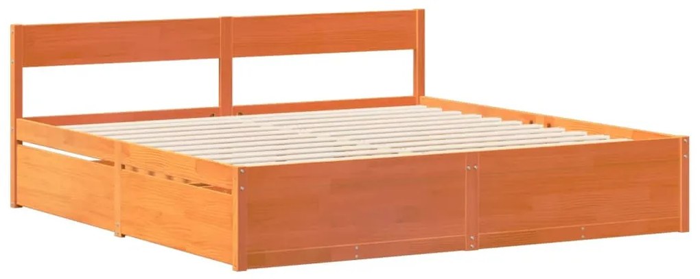 Cama sem colchão 180x200 cm pinho maciço castanho-mel