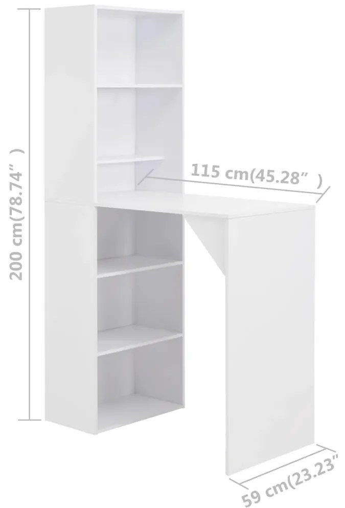Mesa de bar com armário 115x59x200 cm branco