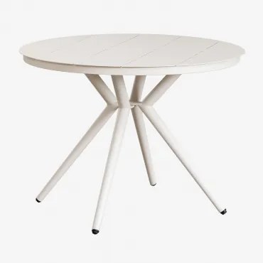 Round Garden Table In Aluminum Valerie Gardénia Branco & Ø100 Cm - Sklum
