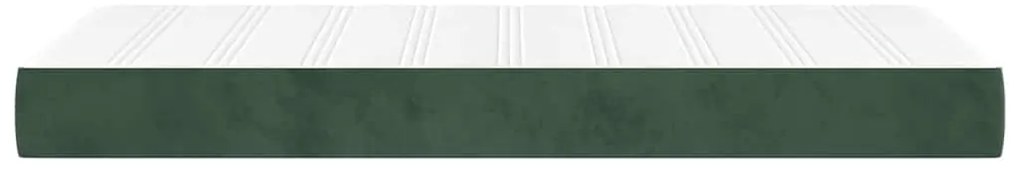 Colchão de molas ensacadas 100x210x20 cm veludo verde-escuro