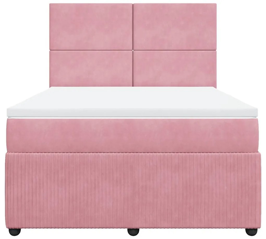 Cama com molas/colchão 140x190 cm veludo rosa
