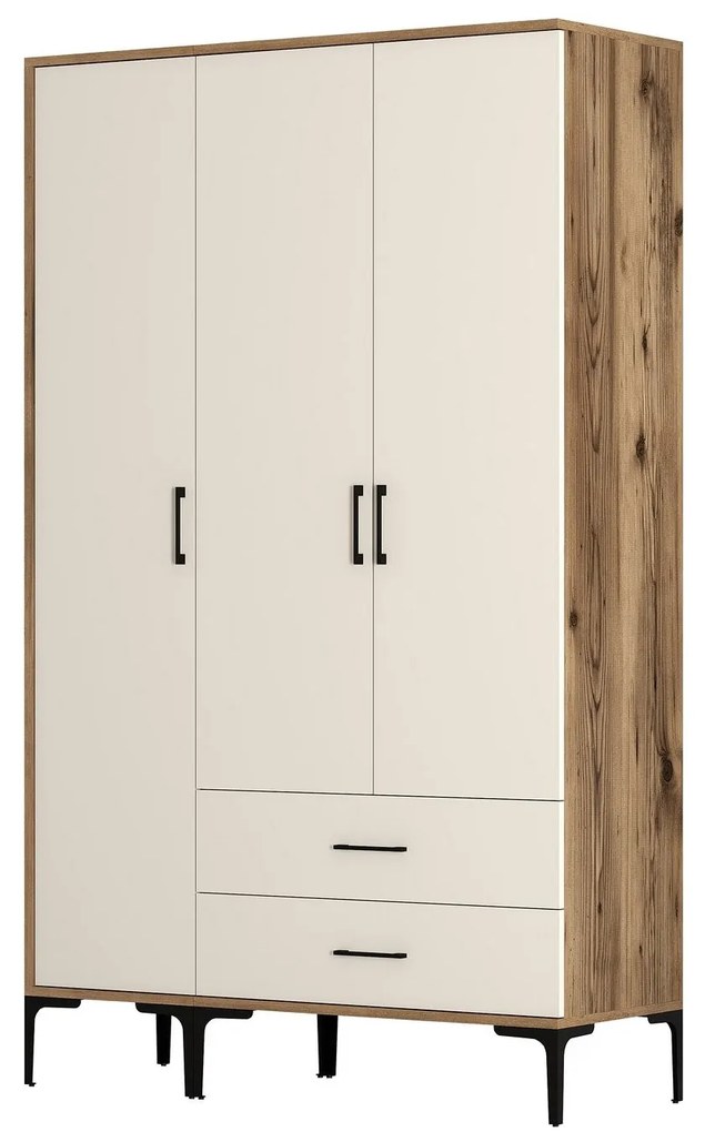 Roupeiro Kumsal ST – Nogueira e Creme – 120x47,5x201,4 cm