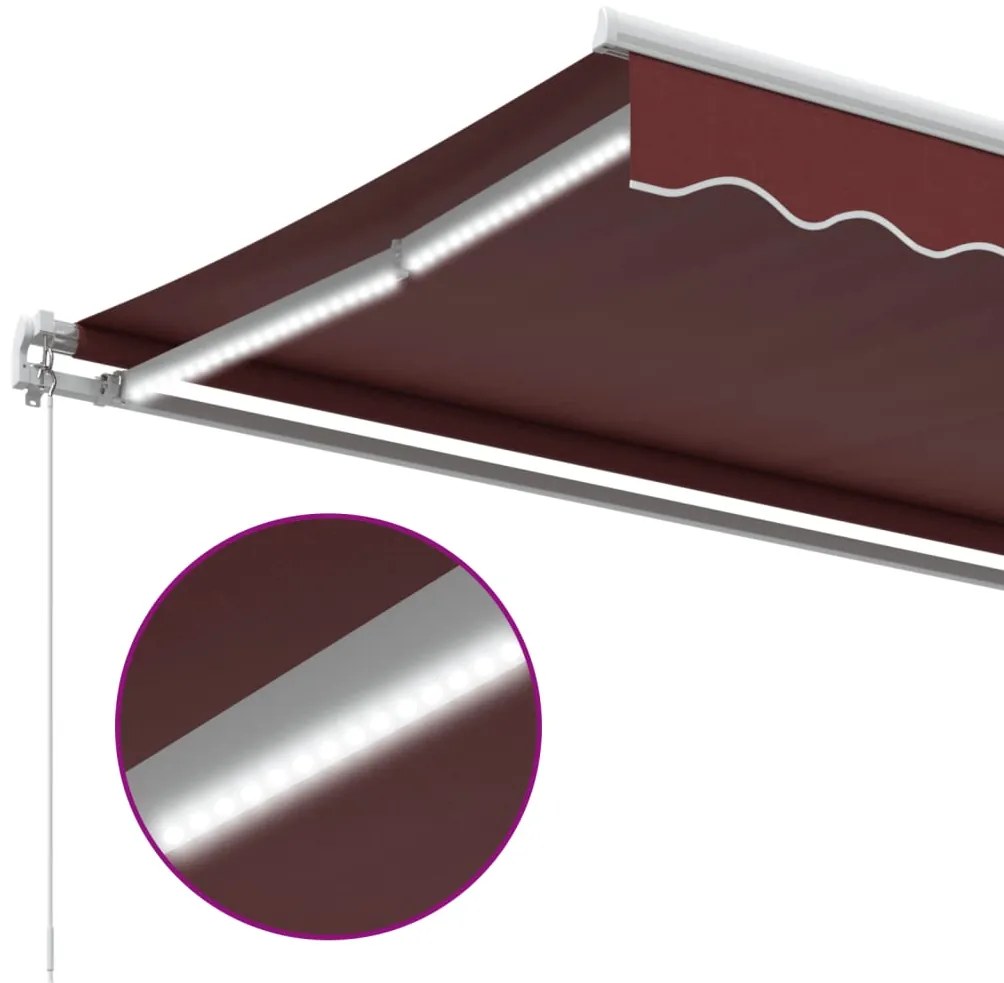 Toldo retrátil manual com luz LED 300x250 cm bordô