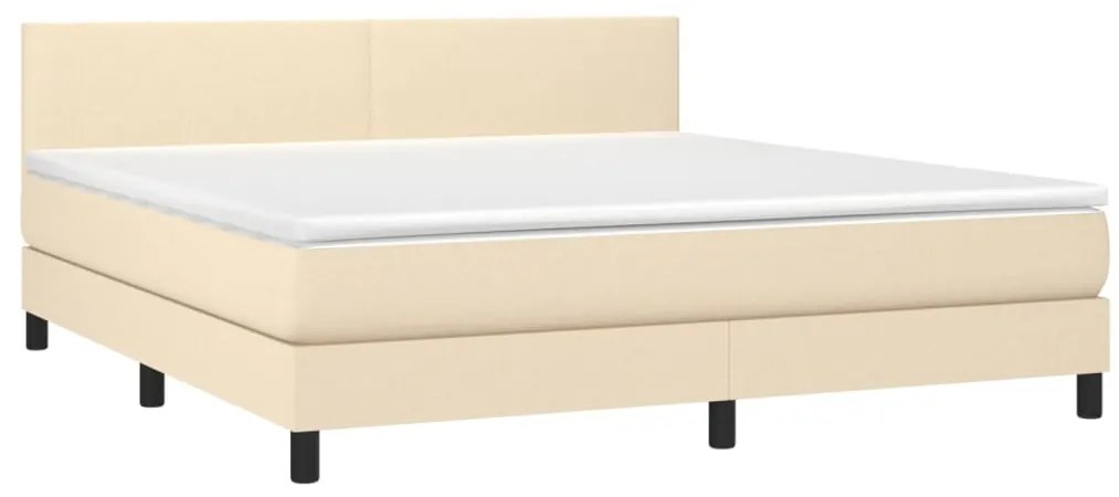 Cama box spring c/ colchão e LED 180x200 cm tecido cor creme