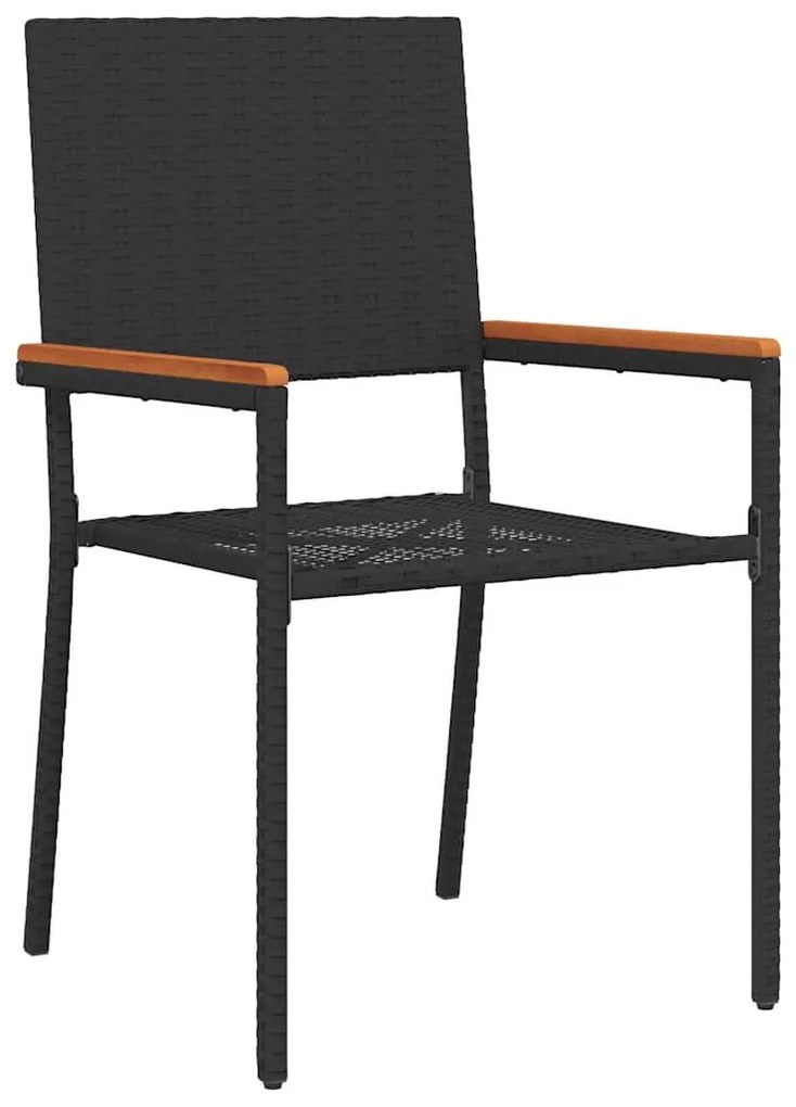 Conjunto de Jantar de Jardim vidaXL 9 Peças Polirattan Preto