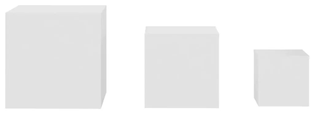 Mesas de apoio 3 pcs derivados de madeira branco