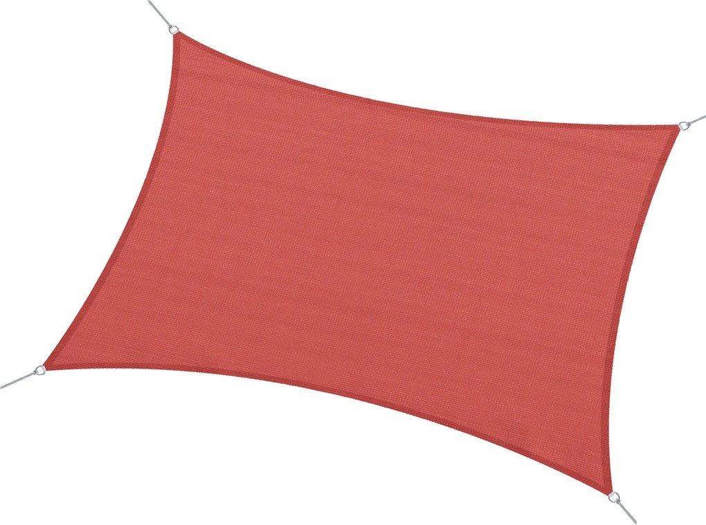 Toldo vela retangular 4x6 m, tecido para exterior com proteção UV, 185 g/m² de HDPE, para jardim, terraço, pátio, piscina e varanda, em tijolo e terra